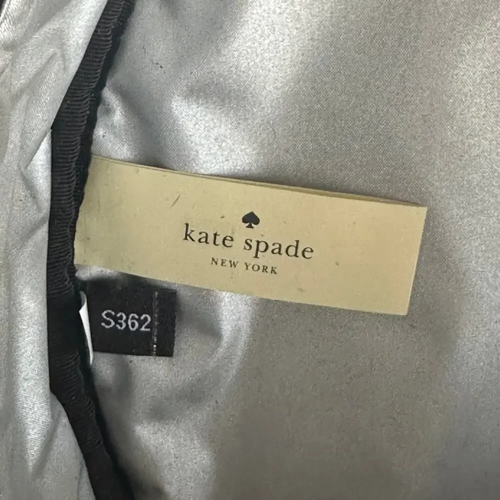 Kate Spade Miri Glitter Makeup Bag Black White Striped Round Cosmetic Case